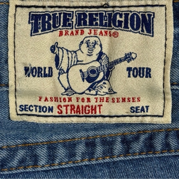 True Religion | Deer Hallow Denim Orange Stitch  Straight Leg Jeans - Picture 15 of 16
